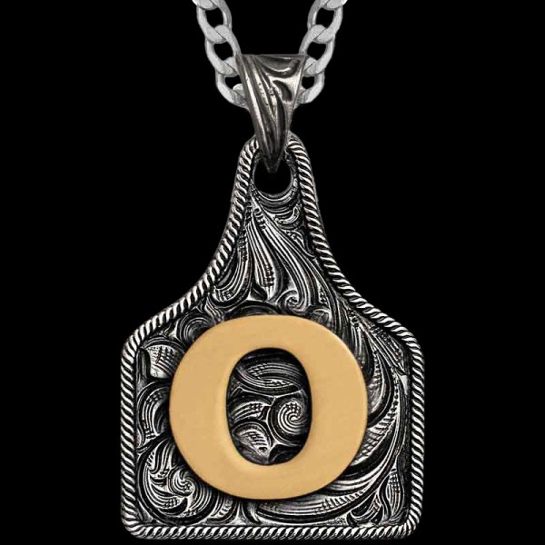 Texas Size Initial Cow Tag Necklace